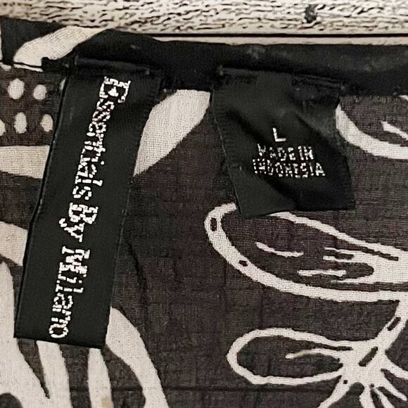 ESSENTIALS BY MILANO Black & White Floral Sequin Blouse, L - Picture 8 of 9